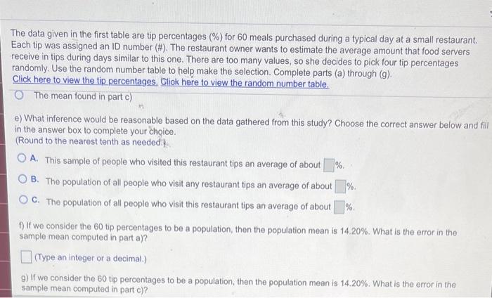 Each tip was assigned an ID number (#). The restaurant owner wants