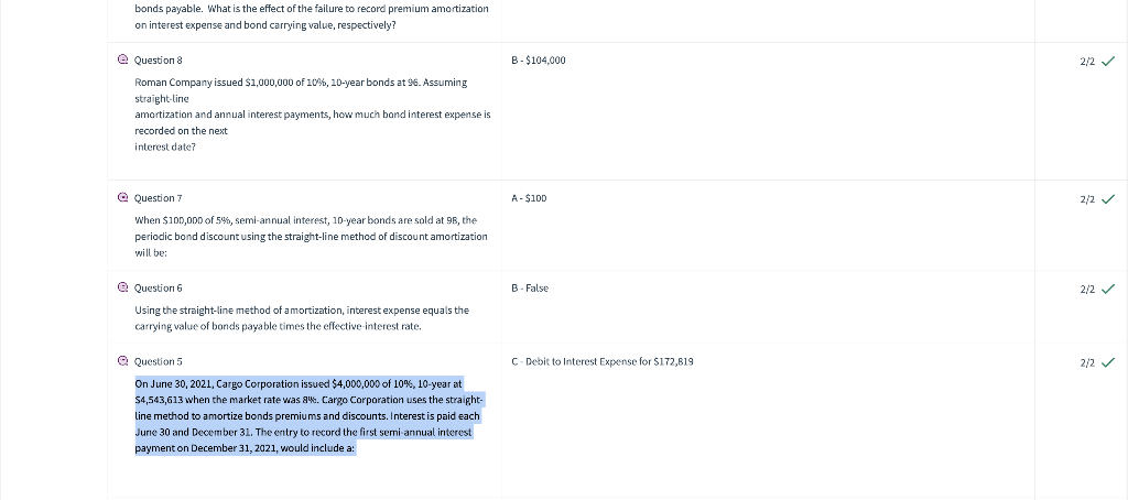 NEED HELP WITH QUESTION 5,7, AND 8 PLEASE WITH EXPLANATION bonds