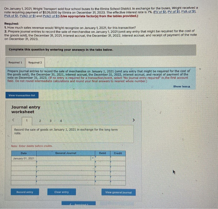 January 1, 2021, Wright Transport sold four school buses to the Elmira