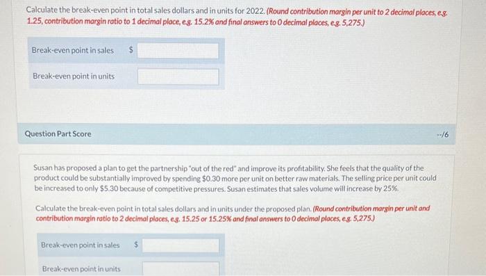 statement for the Susan and Charles partnership for 2022 is as follows: