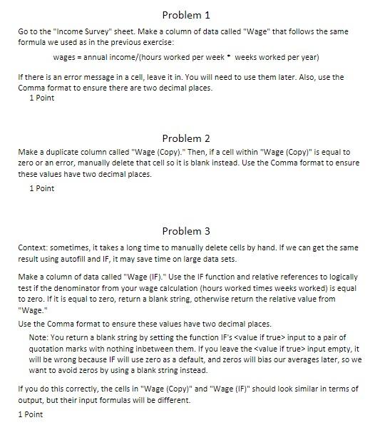 EXCEL Help Gone through problems 1-2 and need some help and explanation