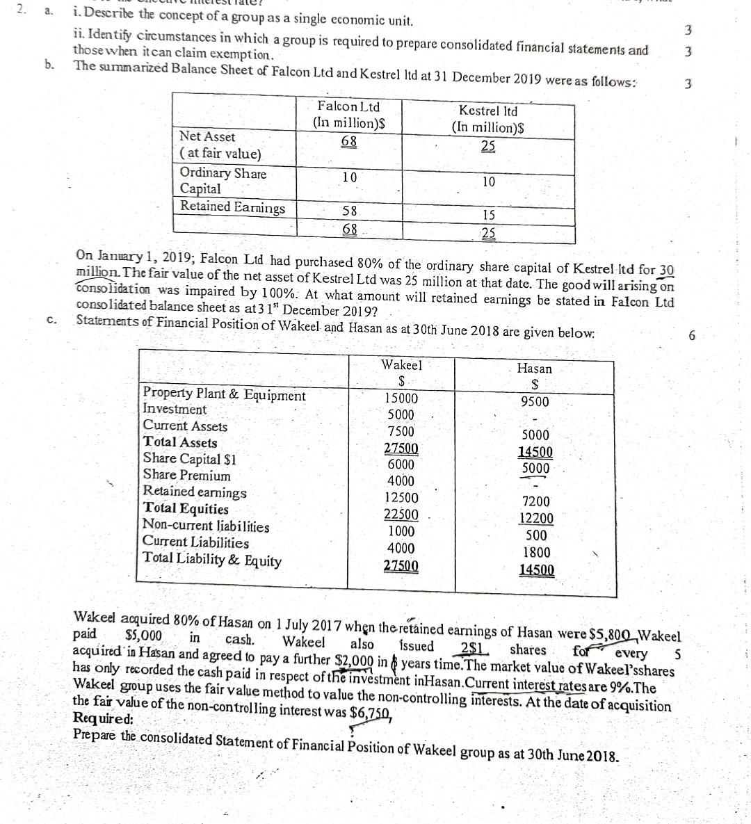  Help me to findout exact solution a,b &c 2. a. i.