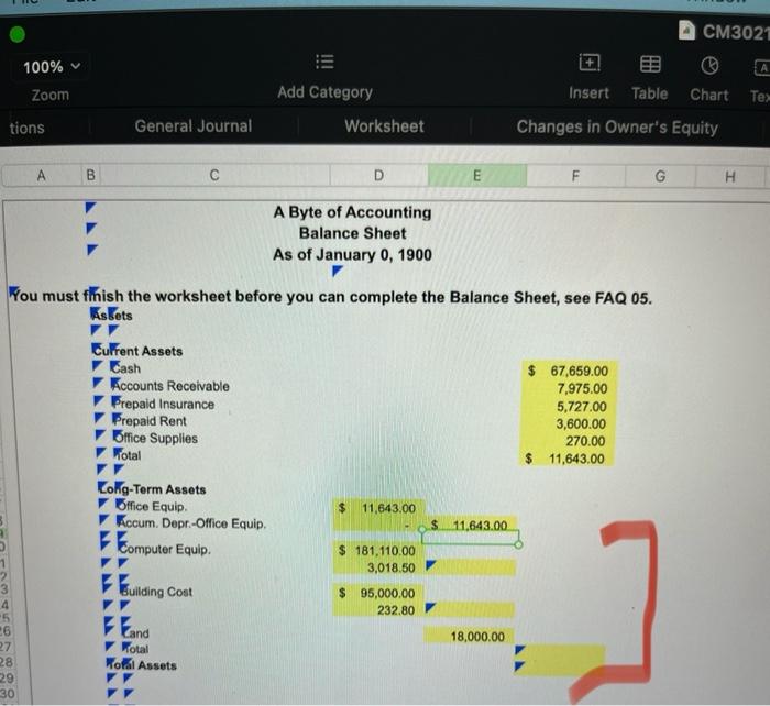 Assets? 3.How do I change the Owner's Equity? I need help with