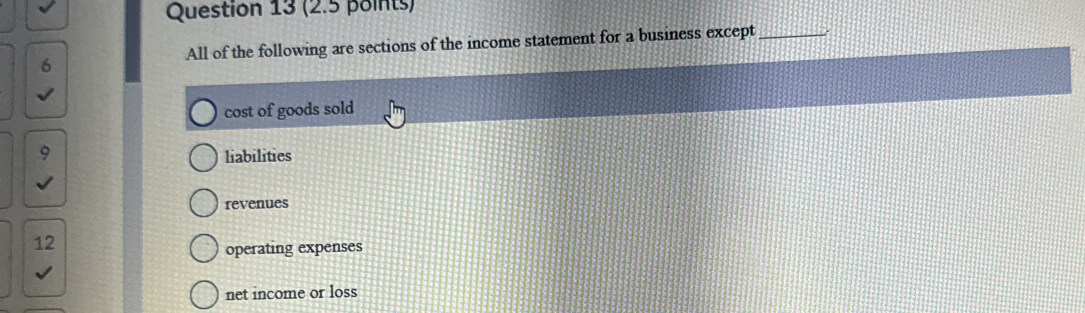  Question 13(2.5 points) All of the following are sections of the