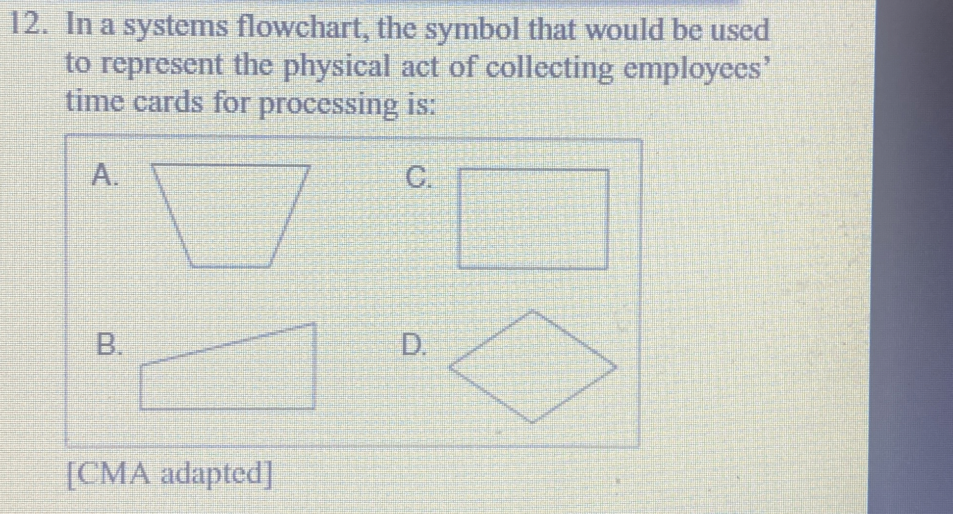  In a systems flowchart, the symbol that would be used to
