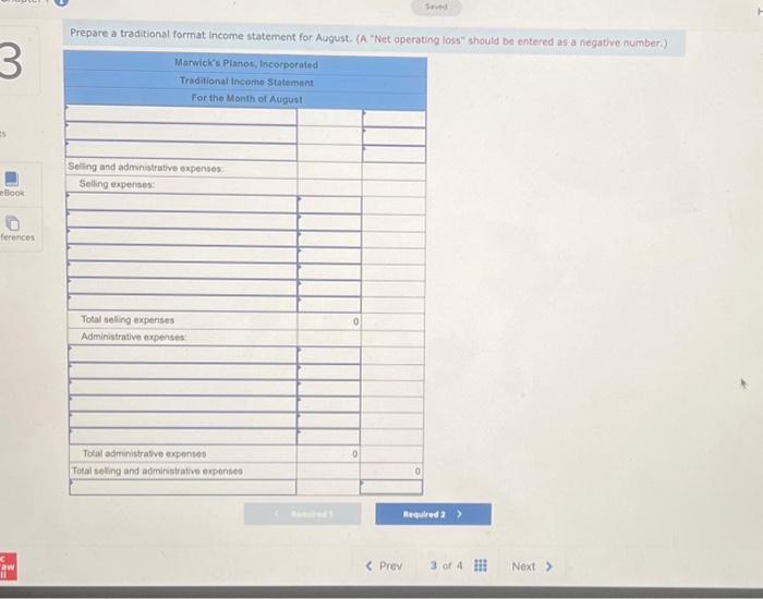 loss" should be entered as a negative number.) Prepare a traditional format