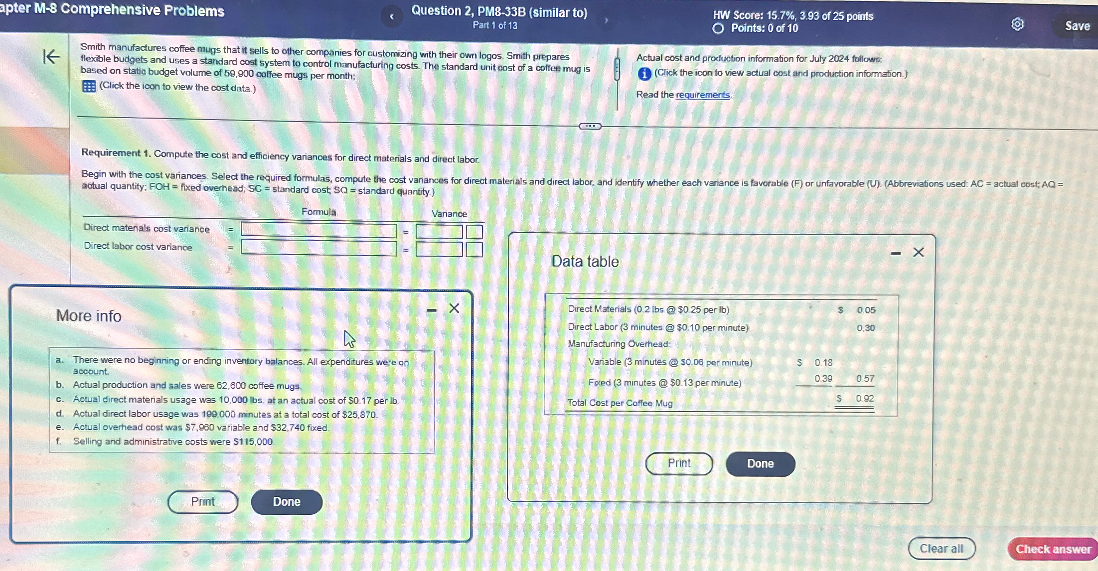  apter M-8 Comprehensive Problems Question 2, PM8-33B (similar to) HW Score: