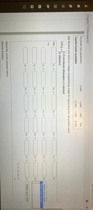 to choose among a series of naw investment atarnatives. The potential investmant