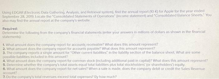  Using EDGAR (Electronic Data Gathering, Analysis, and Retrieval system), find the