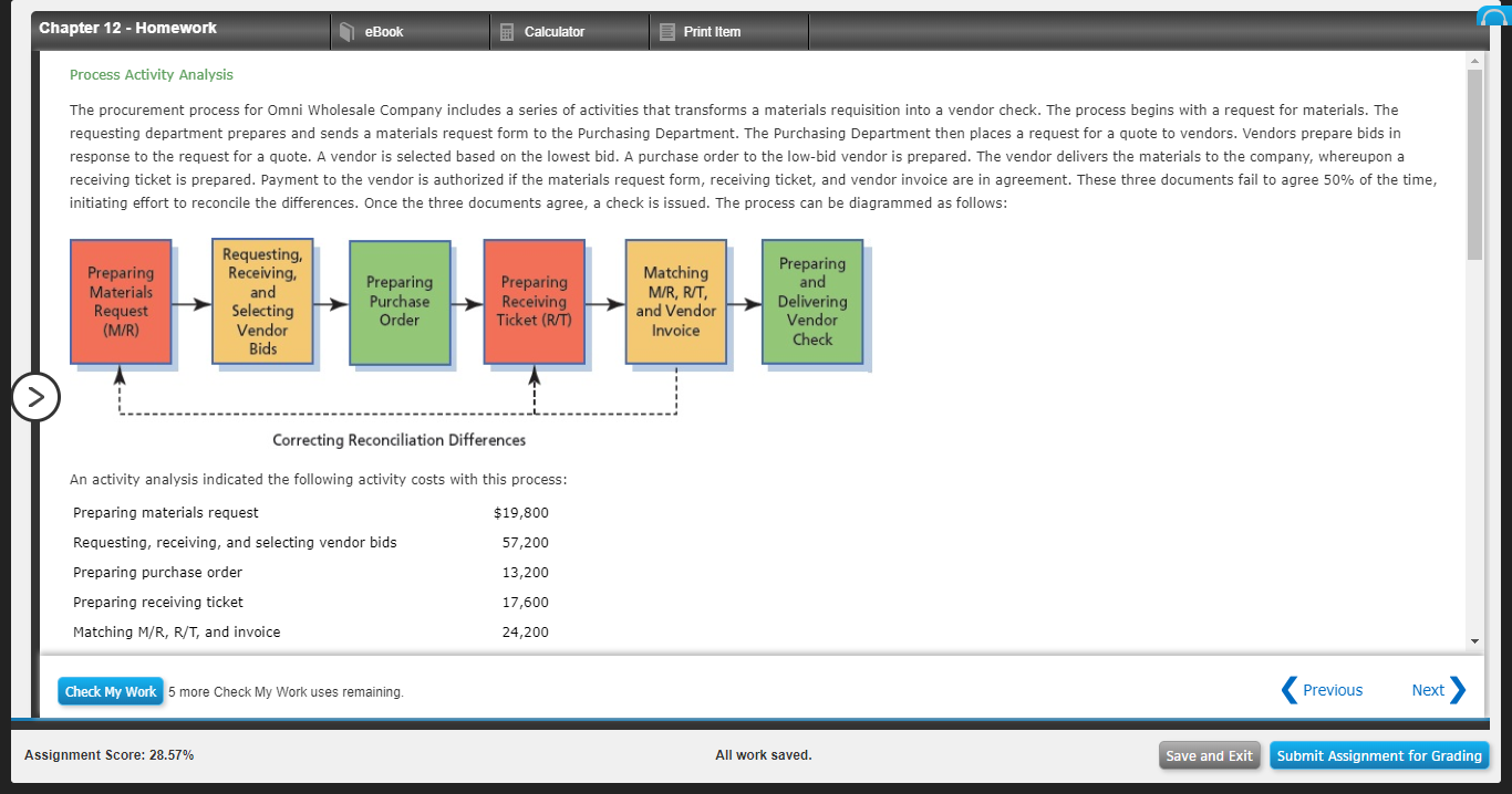 Chapter 12 - Homework eBook Calculator E Print Item Process Activity