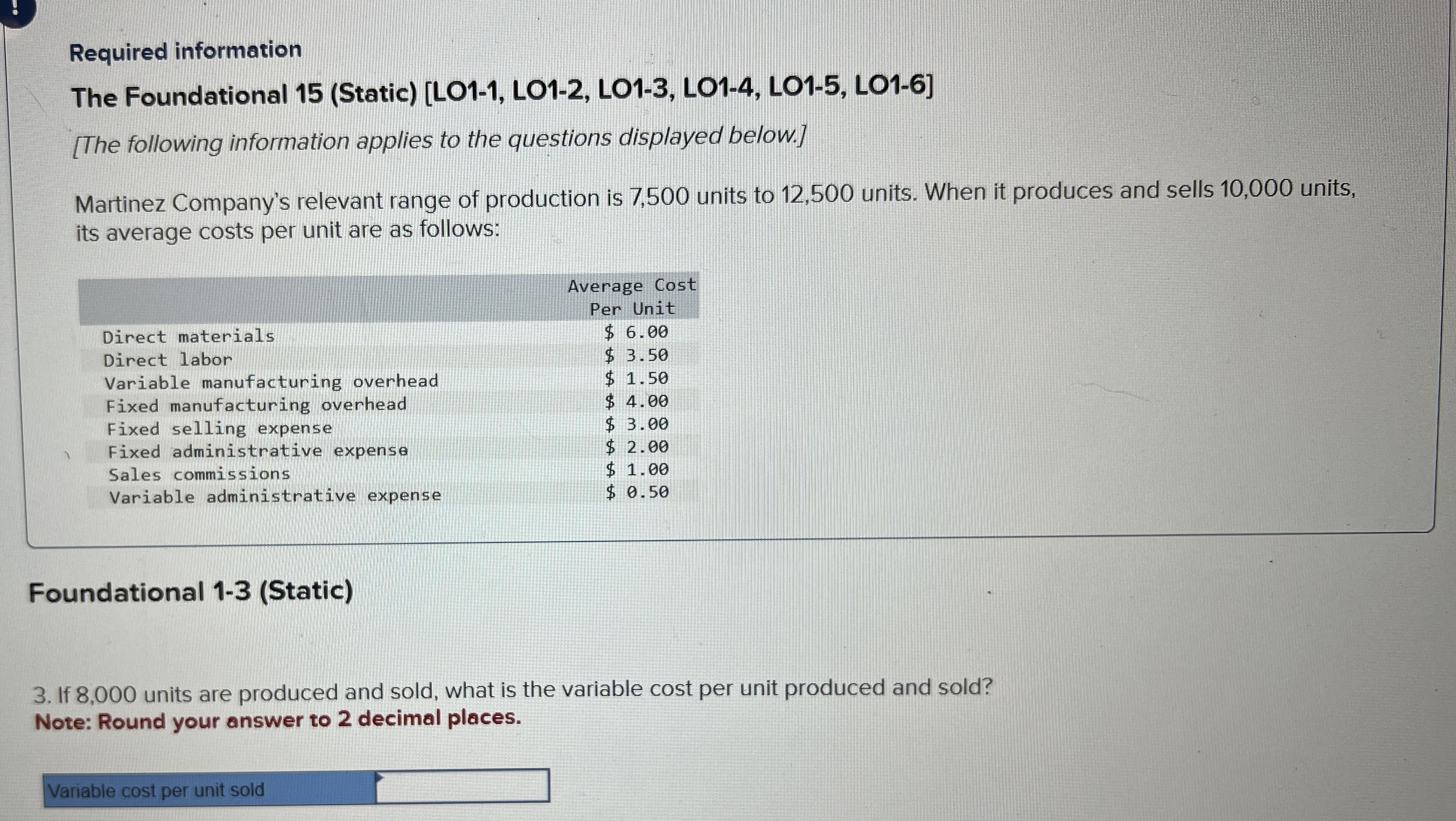  Required information The Foundational 15(Static)[LO1-1, LO1-2, LO1-3, LO1-4, LO1-5, LO1-6] [The