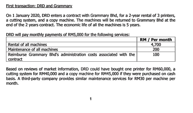  Please provide answer for question 5, tq First transaction: DRD and