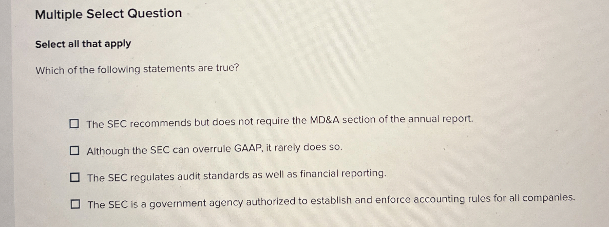  Multiple Select Question Select all that apply Which of the following