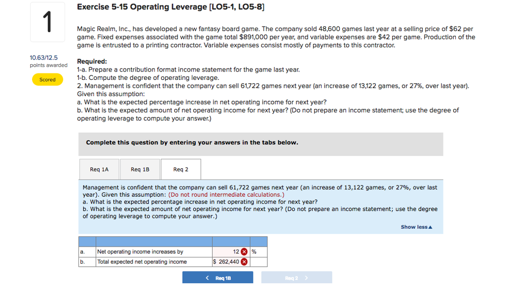  Exercise 5-15 Operating Leverage [LO5-1, LO5-8] Magic Realm, Inc., has developed
