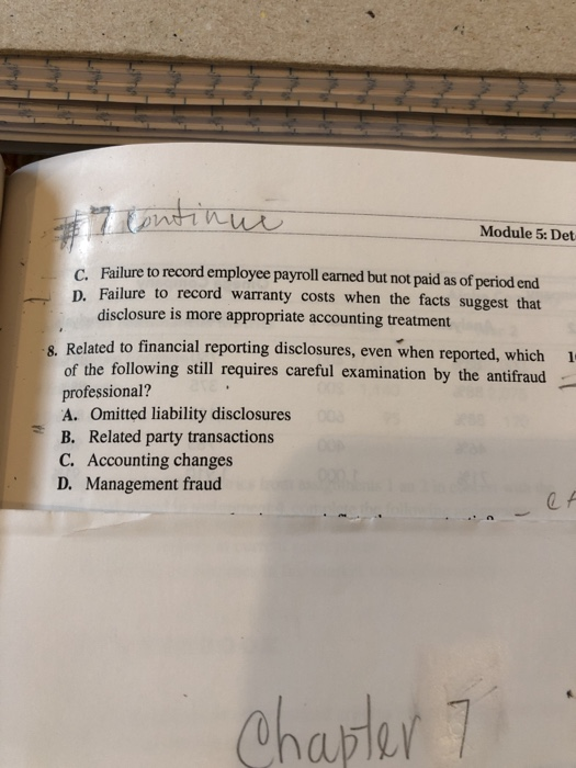 revenues B. Improper disclosures C. Concealed liabilities D. Channel stuffing I proper