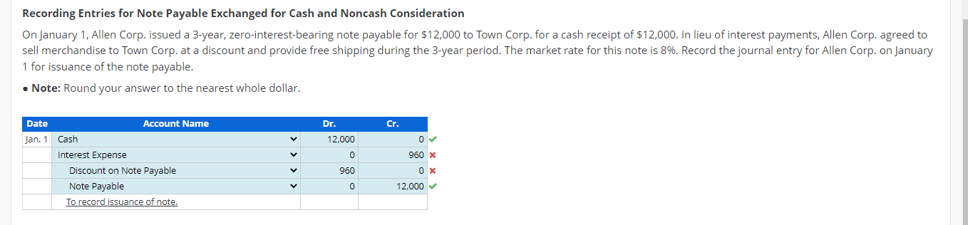 please list steps Recording Entries for Note Payable Exchanged for Cash and
