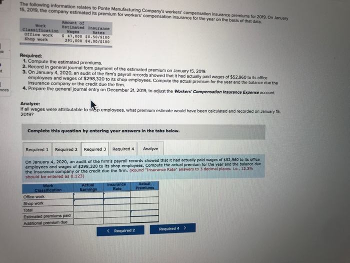 for 2019. On January 15, 2019, the company estimated Its premium for