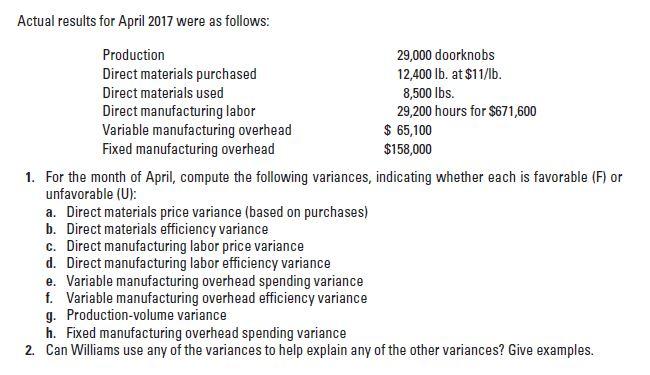 #1 letters E-H Please only answer question #1 letters E-H 8-34 Flexible-budget