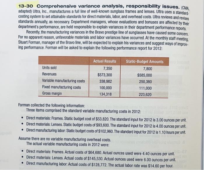  Required: 1. Prepare a report that includes the following: a. Selling-price