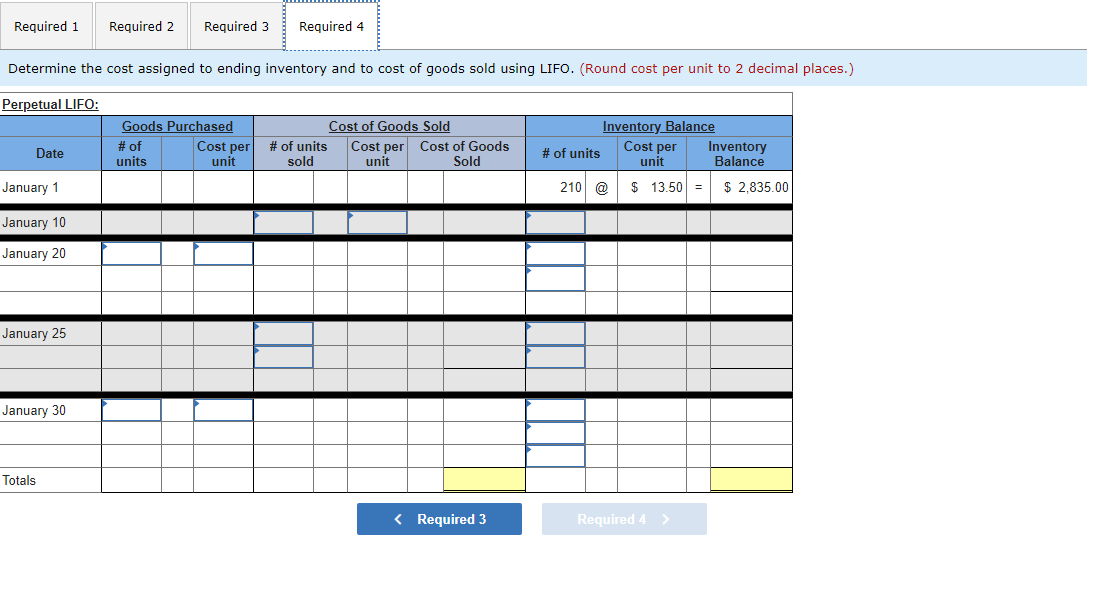 January purchases and sales data for its only product. Date Activities Jan.