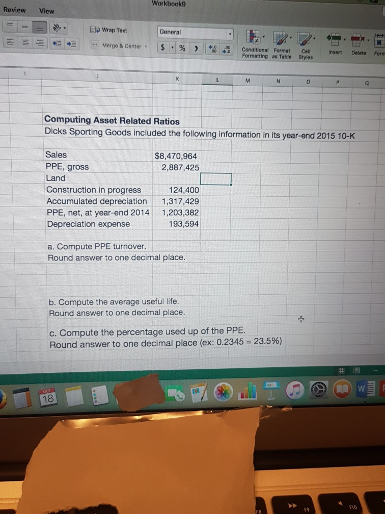 Workbook9 Review View wrap Text General Merge & Center. $ ,