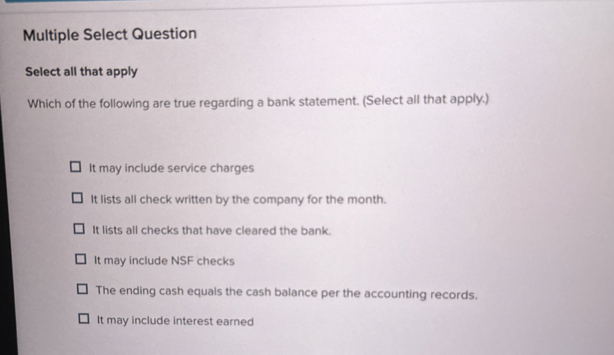  Multiple Select Question Select all that apply Which of the following