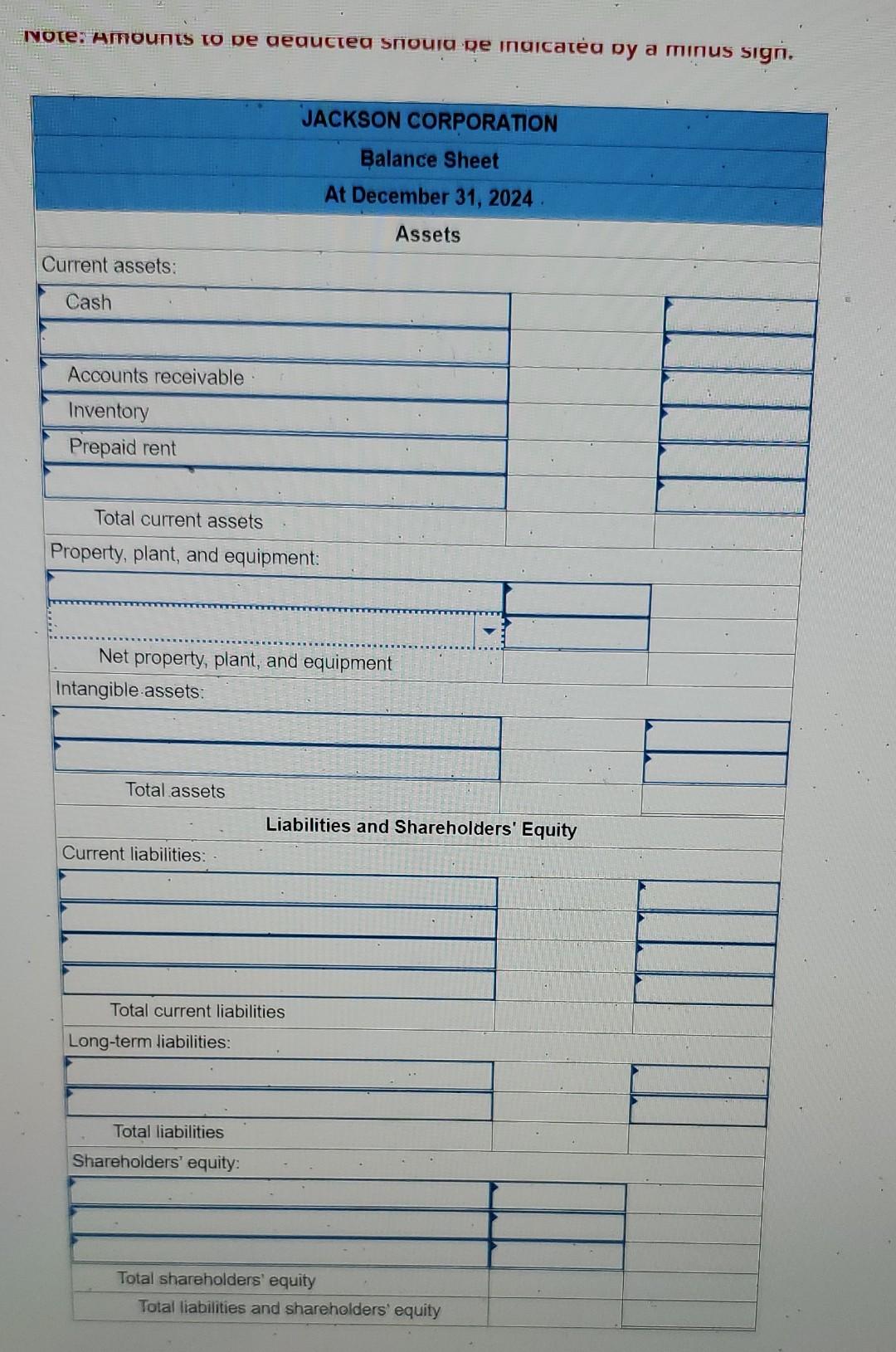 is a December 31, 2024, post-closing trial balance for the Jackson Corporation.