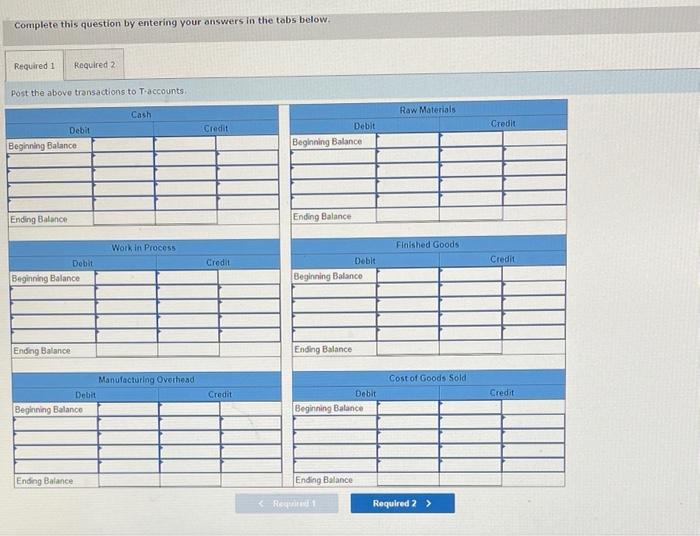 manufacturing company that had no beginning inventories. A subset of the transactions