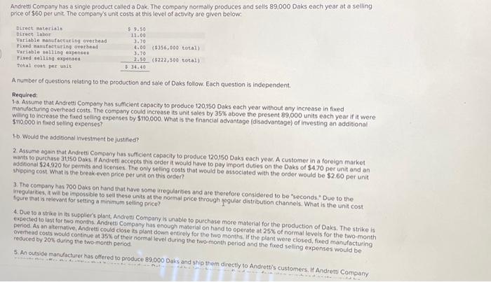  gure that is relevant for setting a minimum selling price? Due