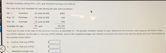 units of an item available for sale during the year were as