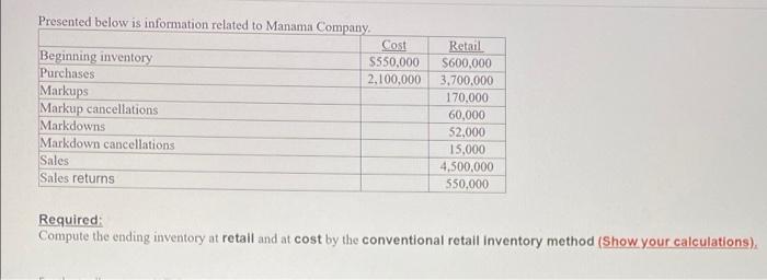 please solve this question for me Presented below is information related to