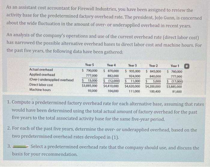  Requirement 1: Compute a predetermined factory overhead rate for each alternative