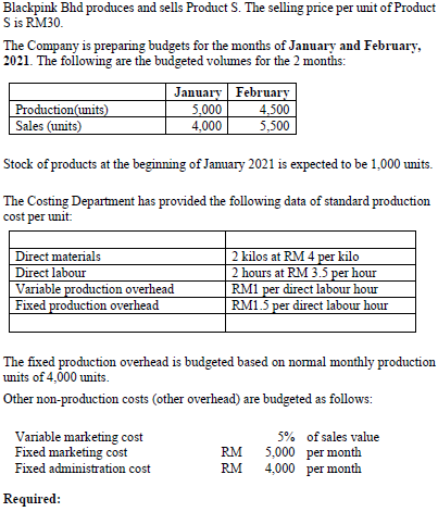Please help me i will give good rating a. Prepare budgeted profit