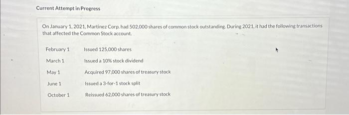 answer q(d) Current Attempt in Progress On January 1, 2021, Martinez Corp.