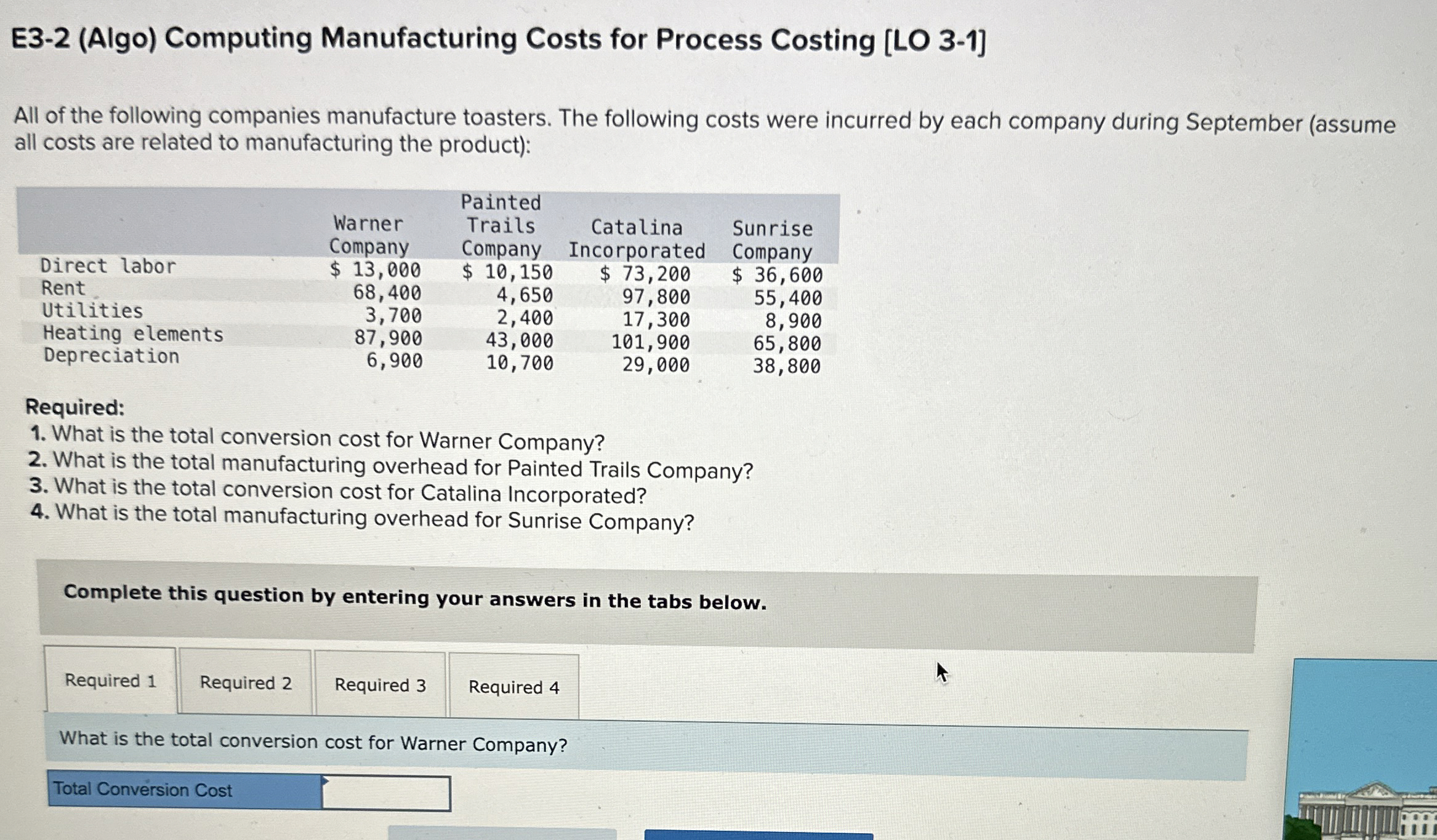  E3-2(Algo) Computing Manufacturing Costs for Process Costing [LO 3-1] All of