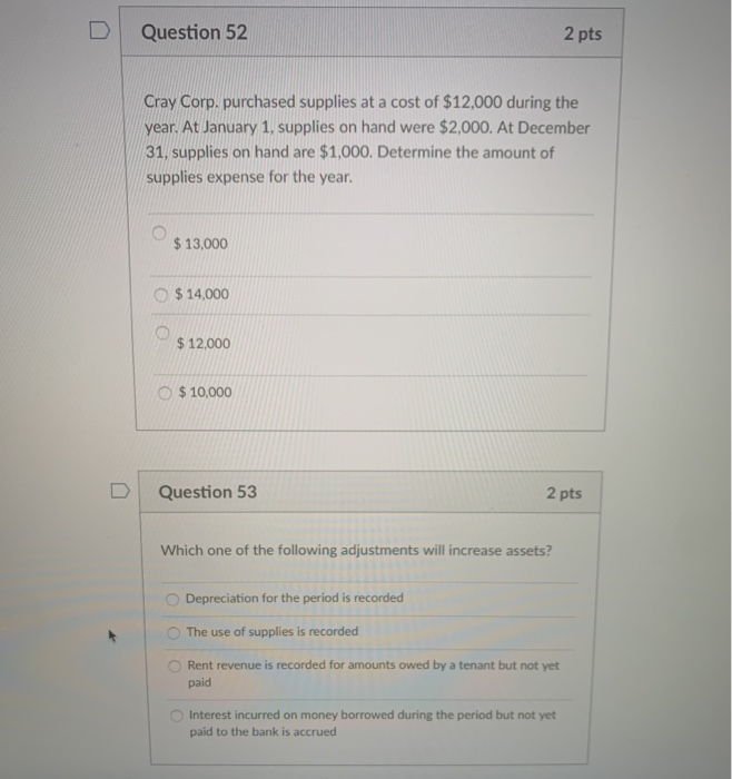 2 pts A company forgot to record four adjustments during 2010. Which
