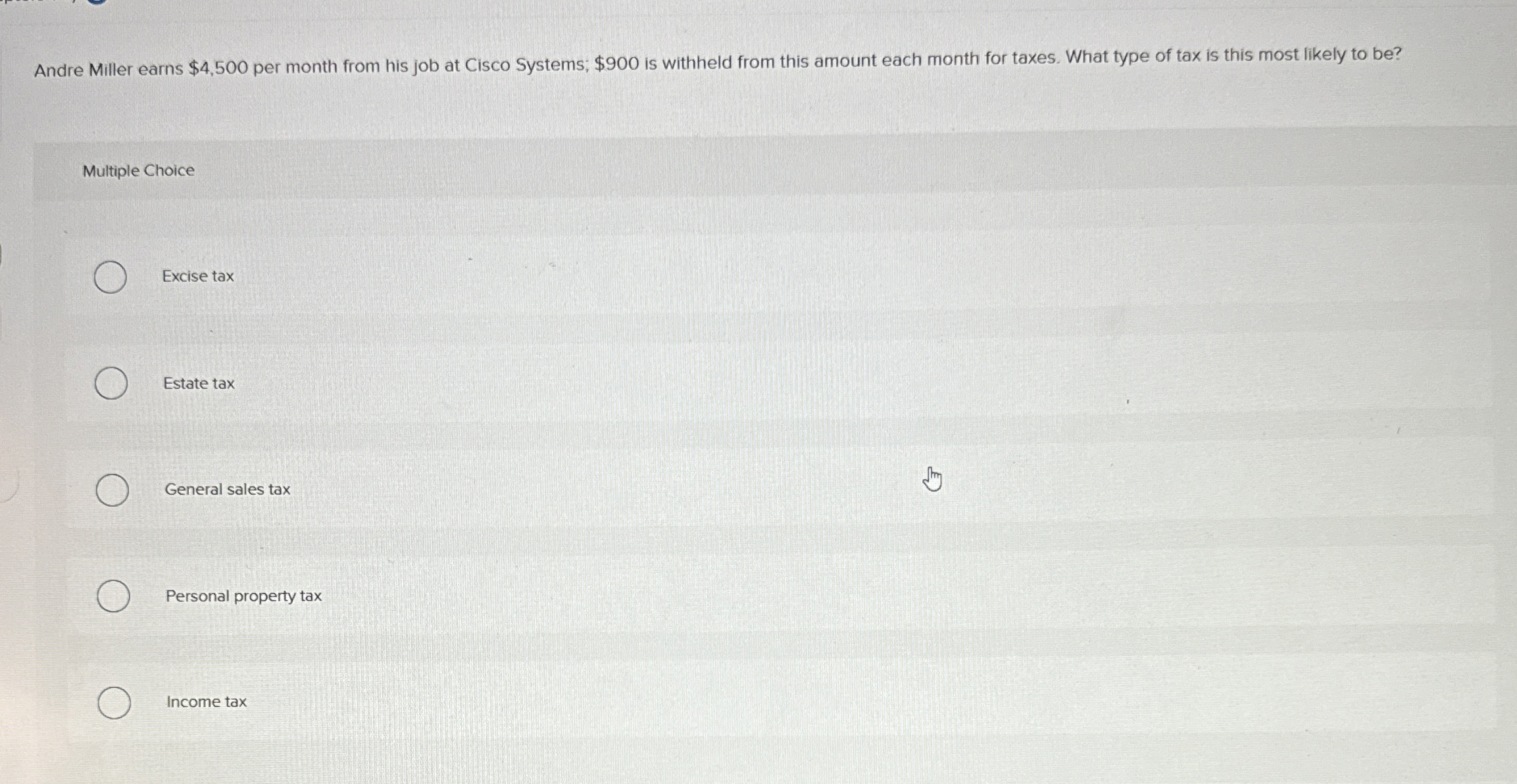  Andre Miller earns $4,500 per month from his job at Cisco