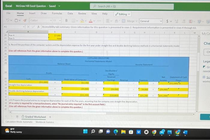 "No joumal entry required" in the first account field.) (Hse cell references