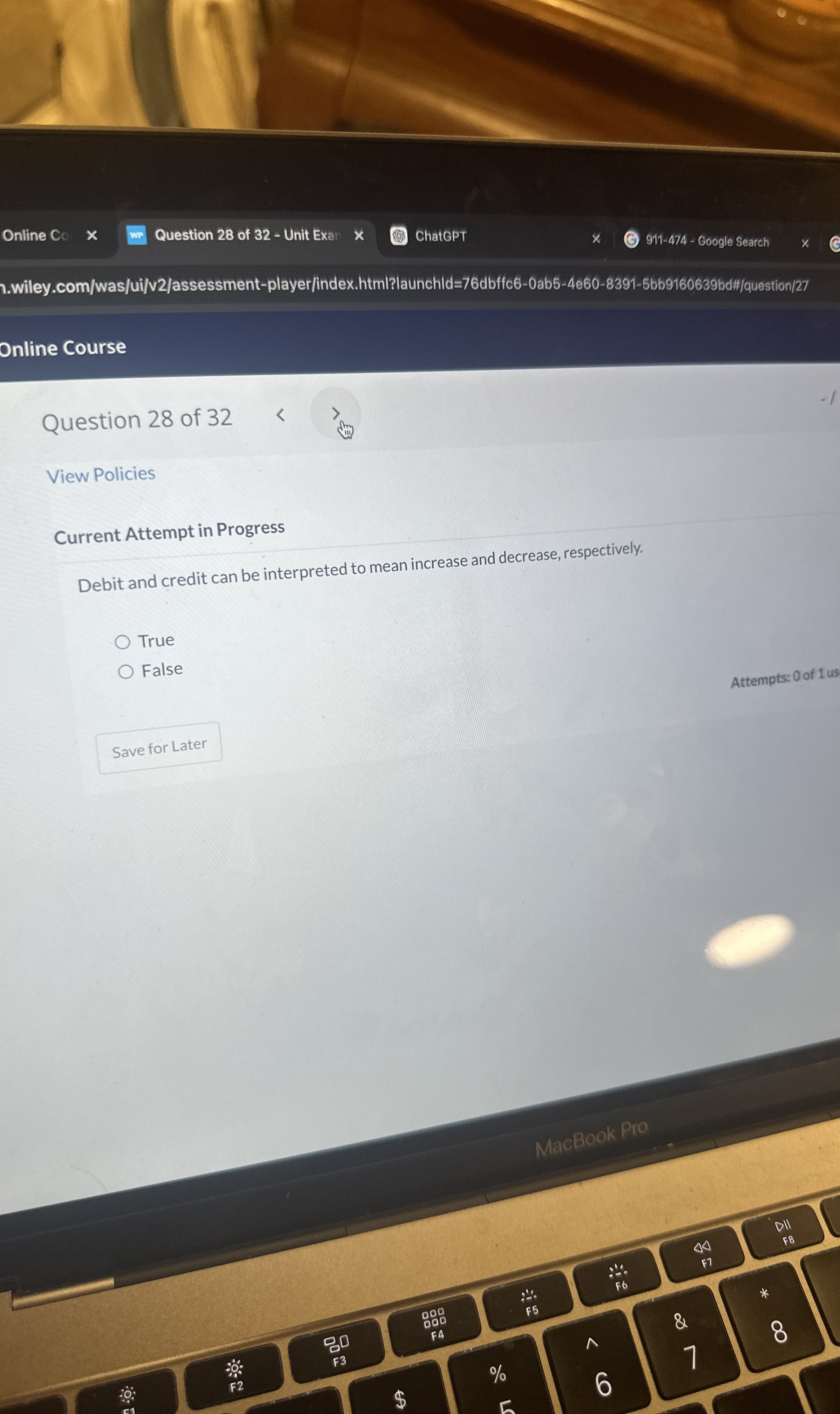  View Policies Current Attempt in Progress Debit and credit can be