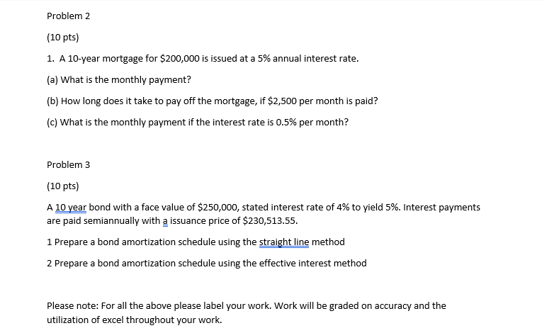 Thank you! Solve all the following problems with Excel. Please use formulas