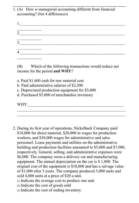  I need the solutions to these problems 1. (A) How is