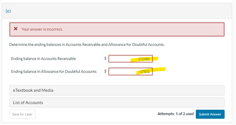 please help with the highlighted portion Determine the ending balances in Accounts
