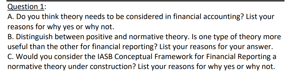  Question 1: A. Do you think theory needs to be considered