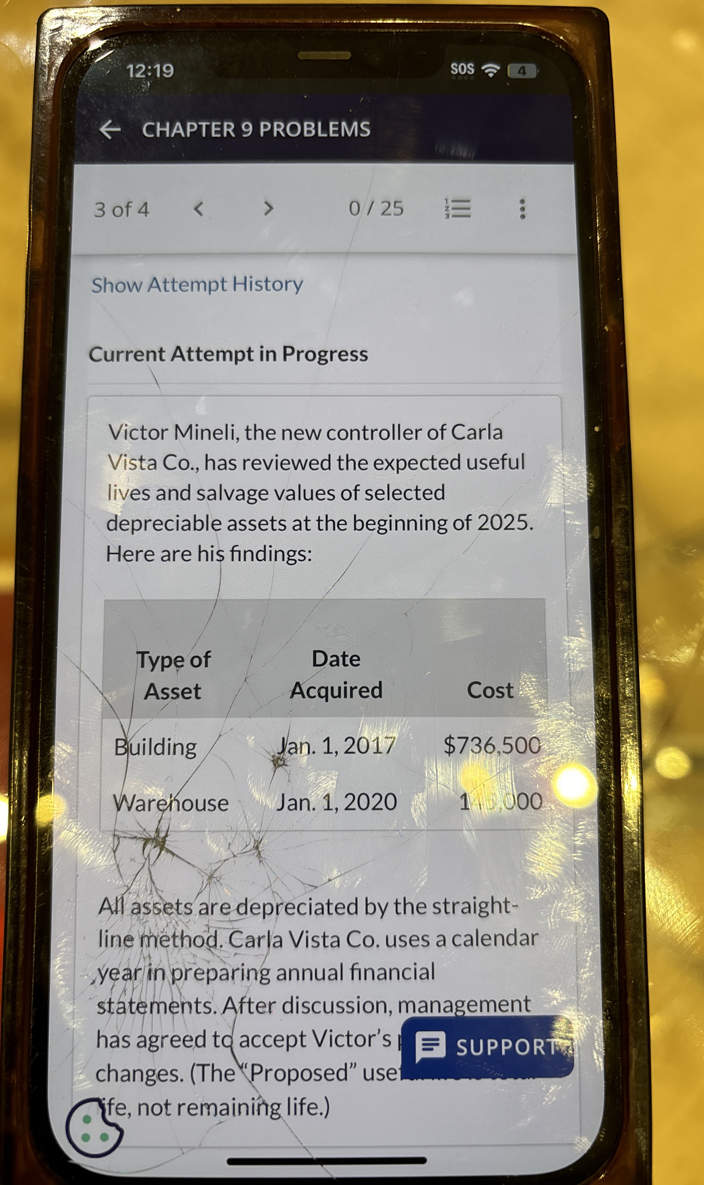 12:19 SOS CHAPTER 9 PROBLEMS 3 of 4 025 Show Attempt