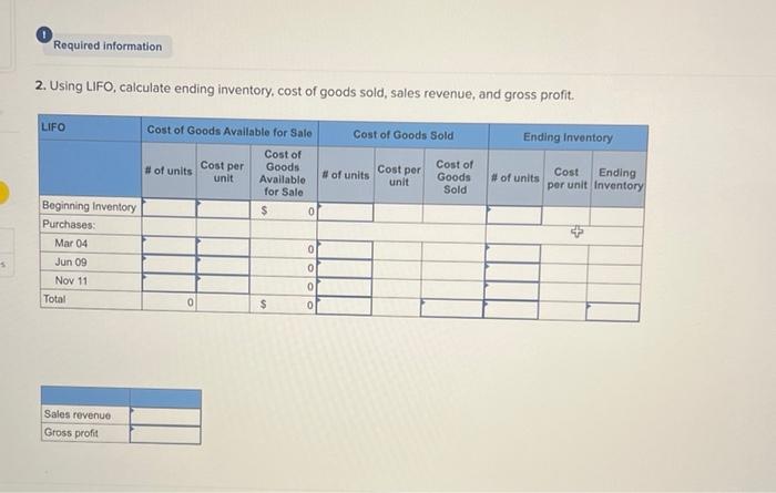 Exercise 6-5B Calculate inventory amounts when costs are declining (L06-3) [The following