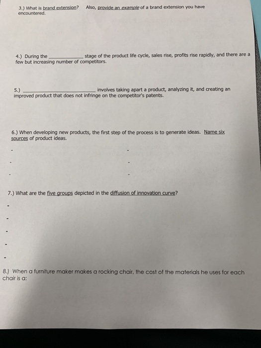  3.) What is brand extension? encountered. Also, provide an example of