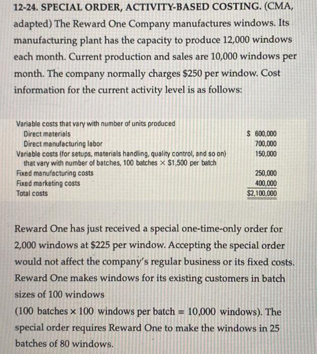  what is the contribution margin per unit for the special order?