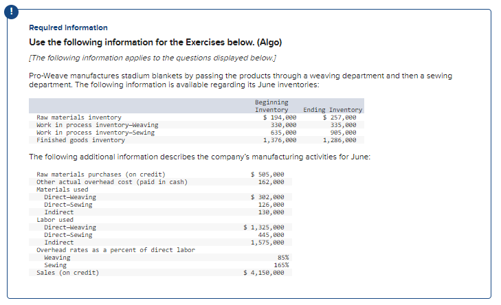  Hello! Please help me with this exercise. Requlred Information Use the