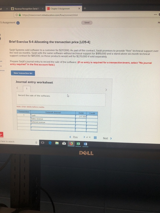  Revenue Recegnition Serial Chapter 5 Assignment https:/ewco s Assignment Brief Exercise