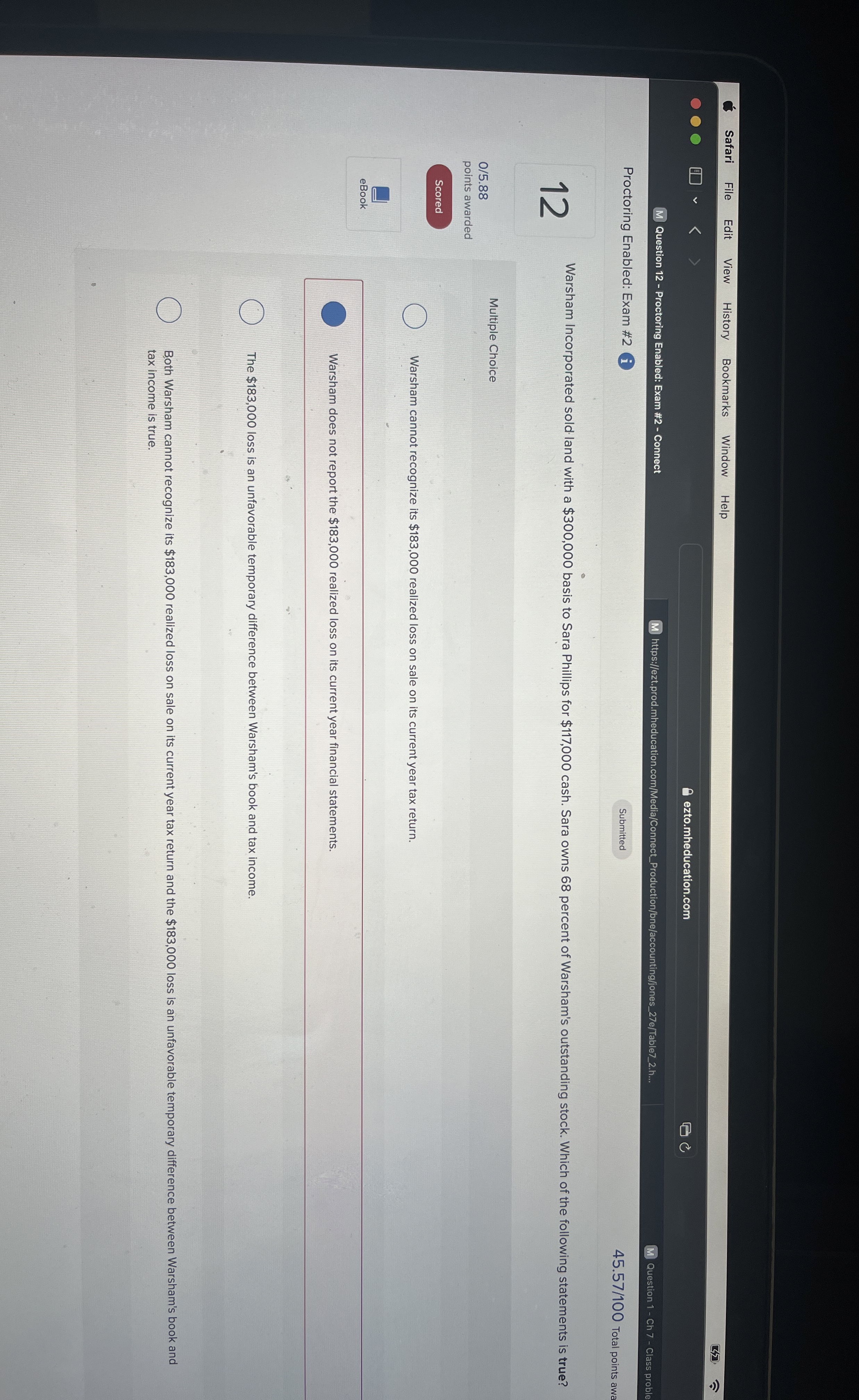  Warsham cannot recognize its $183,000 realized loss on sale on its